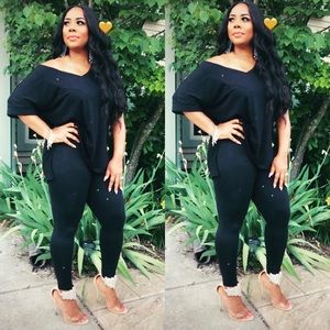 Black shirt and leggings set